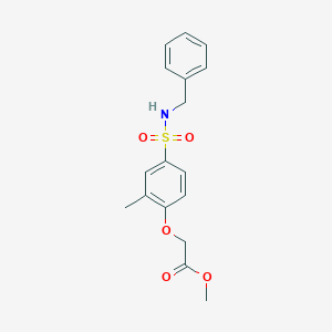 molecular formula C17H19NO5S B7693718 METHYL 2-{4-[(BENZYLAMINO)SULFONYL]-2-METHYLPHENOXY}ACETATE 