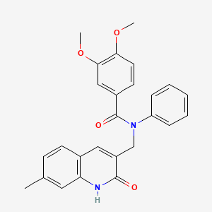 molecular formula C26H24N2O4 B7693870 N-((2-hydroxy-7-methylquinolin-3-yl)methyl)-3,4-dimethoxy-N-phenylbenzamide 