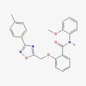 molecular formula C24H21N3O4 B7694020 N-(2-methoxyphenyl)-2-{[3-(4-methylphenyl)-1,2,4-oxadiazol-5-yl]methoxy}benzamide 