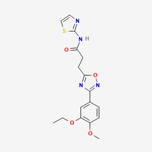 molecular formula C17H18N4O4S B7694029 3-[3-(3-ethoxy-4-methoxyphenyl)-1,2,4-oxadiazol-5-yl]-N-(1,3-thiazol-2-yl)propanamide 