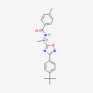 molecular formula C22H25N3O2 B7694096 N-[1-[3-(4-tert-butylphenyl)-1,2,4-oxadiazol-5-yl]ethyl]-4-methylbenzamide 