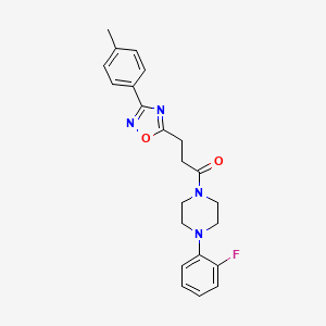 molecular formula C22H23FN4O2 B7694327 1-[4-(2-Fluorophenyl)piperazin-1-yl]-3-[3-(4-methylphenyl)-1,2,4-oxadiazol-5-yl]propan-1-one 