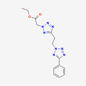 molecular formula C14H16N8O2 B7694354 Ethyl 2-[5-[2-(5-phenyltetrazol-2-yl)ethyl]tetrazol-2-yl]acetate CAS No. 496018-41-8