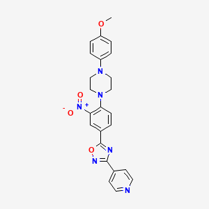 molecular formula C24H22N6O4 B7694658 1-(4-Methoxyphenyl)-4-{2-nitro-4-[3-(pyridin-4-YL)-1,2,4-oxadiazol-5-YL]phenyl}piperazine 