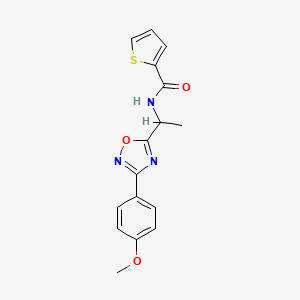 molecular formula C16H15N3O3S B7695087 N-[1-[3-(4-methoxyphenyl)-1,2,4-oxadiazol-5-yl]ethyl]thiophene-2-carboxamide 
