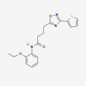 molecular formula C18H19N3O3S B7695124 N-(2-ethoxyphenyl)-4-[3-(thiophen-2-yl)-1,2,4-oxadiazol-5-yl]butanamide 