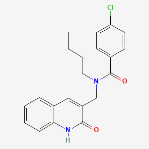 molecular formula C21H21ClN2O2 B7695156 N-butyl-4-chloro-N-((2-hydroxyquinolin-3-yl)methyl)benzamide 
