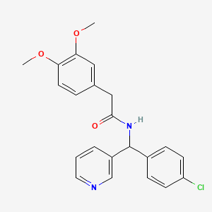 molecular formula C22H21ClN2O3 B7695168 N-[(4-chlorophenyl)(pyridin-3-yl)methyl]-2-(3,4-dimethoxyphenyl)acetamide 