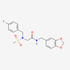 molecular formula C18H19FN2O5S B7695407 N-[(2H-1,3-BENZODIOXOL-5-YL)METHYL]-2-{N-[(4-FLUOROPHENYL)METHYL]METHANESULFONAMIDO}ACETAMIDE 