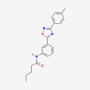 molecular formula C20H21N3O2 B7695522 N-{3-[3-(4-methylphenyl)-1,2,4-oxadiazol-5-yl]phenyl}pentanamide 