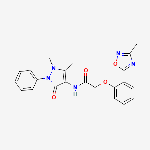 molecular formula C22H21N5O4 B7695574 N-(1,5-dimethyl-3-oxo-2-phenyl-2,3-dihydro-1H-pyrazol-4-yl)-2-[2-(3-methyl-1,2,4-oxadiazol-5-yl)phenoxy]acetamide 