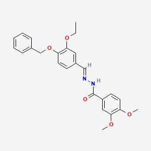 molecular formula C25H26N2O5 B7695581 N-[(E)-(3-ethoxy-4-phenylmethoxyphenyl)methylideneamino]-3,4-dimethoxybenzamide 
