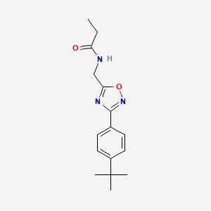 molecular formula C16H21N3O2 B7695595 N-[[3-(4-tert-butylphenyl)-1,2,4-oxadiazol-5-yl]methyl]propanamide 