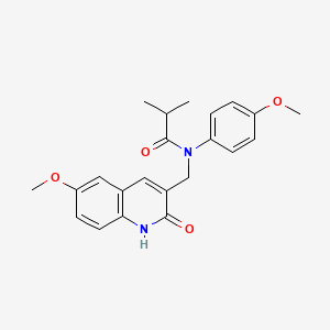 molecular formula C22H24N2O4 B7695640 N-((2-hydroxy-6-methoxyquinolin-3-yl)methyl)-N-(4-methoxyphenyl)isobutyramide 