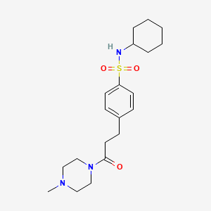 molecular formula C20H31N3O3S B7695661 N-cyclohexyl-4-[3-(4-methylpiperazin-1-yl)-3-oxopropyl]benzenesulfonamide 