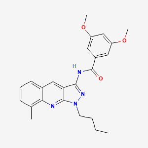 molecular formula C24H26N4O3 B7695684 N-(1-butyl-8-methyl-1H-pyrazolo[3,4-b]quinolin-3-yl)-3,5-dimethoxybenzamide 
