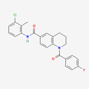 molecular formula C24H20ClFN2O2 B7695688 N-(3-chloro-2-methylphenyl)-1-(4-fluorobenzoyl)-1,2,3,4-tetrahydroquinoline-6-carboxamide 