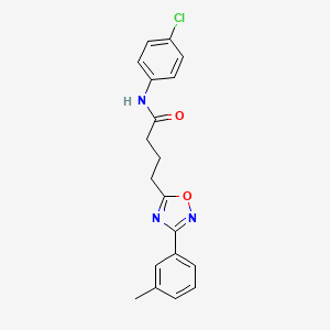 molecular formula C19H18ClN3O2 B7695692 N-(4-chlorophenyl)-4-[3-(3-methylphenyl)-1,2,4-oxadiazol-5-yl]butanamide 