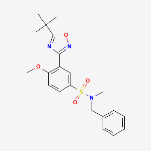 molecular formula C21H25N3O4S B7695706 N-benzyl-3-(5-(tert-butyl)-1,2,4-oxadiazol-3-yl)-4-methoxy-N-methylbenzenesulfonamide 