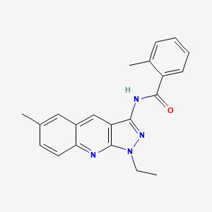 molecular formula C21H20N4O B7695733 N-(1-ethyl-6-methyl-1H-pyrazolo[3,4-b]quinolin-3-yl)-2-methylbenzamide 
