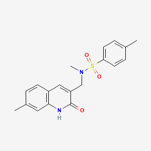molecular formula C19H20N2O3S B7695748 N-((2-hydroxy-7-methylquinolin-3-yl)methyl)-N,4-dimethylbenzenesulfonamide 