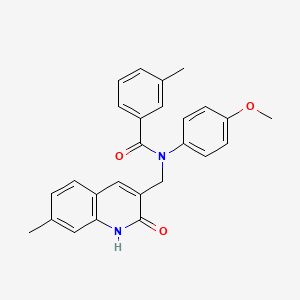 molecular formula C26H24N2O3 B7695761 N-((2-hydroxy-7-methylquinolin-3-yl)methyl)-N-(4-methoxyphenyl)-3-methylbenzamide 
