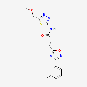 molecular formula C16H17N5O3S B7695772 N-[5-(methoxymethyl)-1,3,4-thiadiazol-2-yl]-3-[3-(3-methylphenyl)-1,2,4-oxadiazol-5-yl]propanamide 