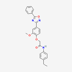 molecular formula C25H23N3O4 B7695839 N-(4-ethylphenyl)-2-[2-methoxy-4-(5-phenyl-1,2,4-oxadiazol-3-yl)phenoxy]acetamide 