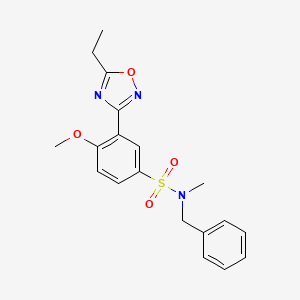 molecular formula C19H21N3O4S B7695903 N-benzyl-3-(5-ethyl-1,2,4-oxadiazol-3-yl)-4-methoxy-N-methylbenzenesulfonamide 