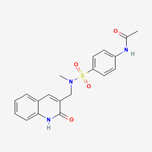 molecular formula C19H19N3O4S B7695953 N-(4-(N-((2-hydroxyquinolin-3-yl)methyl)-N-methylsulfamoyl)phenyl)acetamide 