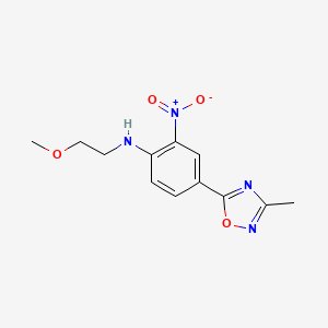 molecular formula C12H14N4O4 B7695974 N-(2-methoxyethyl)-4-(3-methyl-1,2,4-oxadiazol-5-yl)-2-nitroaniline 