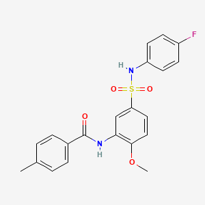 molecular formula C21H19FN2O4S B7696024 N-[5-[(4-fluorophenyl)sulfamoyl]-2-methoxyphenyl]-4-methylbenzamide 