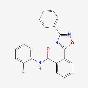 molecular formula C21H14FN3O2 B7696055 N-(2-fluorophenyl)-2-(3-phenyl-1,2,4-oxadiazol-5-yl)benzamide 
