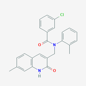 molecular formula C25H21ClN2O2 B7696117 3-chloro-N-[(2-hydroxy-7-methylquinolin-3-yl)methyl]-N-(2-methylphenyl)benzamide 