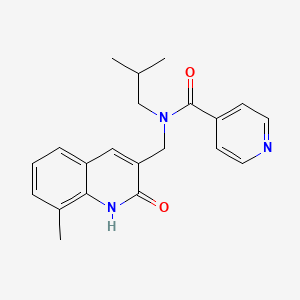 molecular formula C21H23N3O2 B7696132 N-((2-hydroxy-8-methylquinolin-3-yl)methyl)-N-isobutylisonicotinamide 