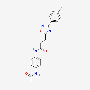 molecular formula C20H20N4O3 B7696156 N-(4-acetamidophenyl)-3-(3-(p-tolyl)-1,2,4-oxadiazol-5-yl)propanamide 
