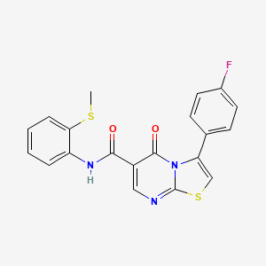 molecular formula C20H14FN3O2S2 B7696175 N-(3-chloro-4-fluorophenyl)-3-(4-fluorophenyl)-5-oxo-5H-[1,3]thiazolo[3,2-a]pyrimidine-6-carboxamide 