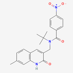 molecular formula C22H23N3O4 B7696188 N-(tert-butyl)-N-((2-hydroxy-7-methylquinolin-3-yl)methyl)-4-nitrobenzamide 