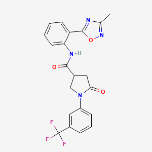 molecular formula C21H17F3N4O3 B7696207 N-[2-(3-methyl-1,2,4-oxadiazol-5-yl)phenyl]-5-oxo-1-[3-(trifluoromethyl)phenyl]pyrrolidine-3-carboxamide 