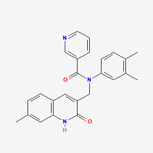 molecular formula C25H23N3O2 B7696328 N-(3,4-dimethylphenyl)-N-((2-hydroxy-7-methylquinolin-3-yl)methyl)nicotinamide 