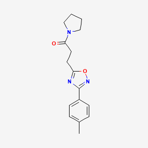 molecular formula C16H19N3O2 B7696352 1-(pyrrolidin-1-yl)-3-(3-(p-tolyl)-1,2,4-oxadiazol-5-yl)propan-1-one 