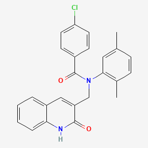 molecular formula C25H21ClN2O2 B7696367 4-chloro-N-(2,5-dimethylphenyl)-N-((2-hydroxyquinolin-3-yl)methyl)benzamide 