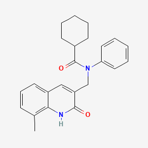 molecular formula C24H26N2O2 B7696381 N-((2-hydroxy-8-methylquinolin-3-yl)methyl)-N-phenylcyclohexanecarboxamide 