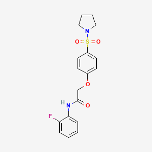 molecular formula C18H19FN2O4S B7696383 N-(2-fluorophenyl)-2-(4-(pyrrolidin-1-ylsulfonyl)phenoxy)acetamide 