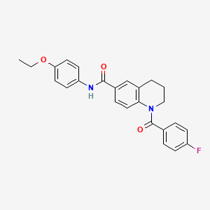 molecular formula C25H23FN2O3 B7696402 N-(4-ethoxyphenyl)-1-(4-fluorobenzoyl)-1,2,3,4-tetrahydroquinoline-6-carboxamide 