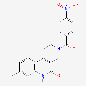 molecular formula C21H21N3O4 B7696431 N-((2-hydroxy-7-methylquinolin-3-yl)methyl)-N-isopropyl-4-nitrobenzamide 
