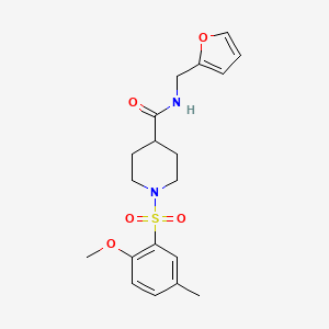 molecular formula C19H24N2O5S B7696436 N-(furan-2-ylmethyl)-1-(2-methoxy-5-methylphenyl)sulfonylpiperidine-4-carboxamide 