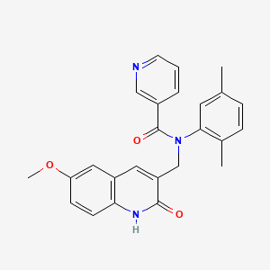 molecular formula C25H23N3O3 B7696451 N-(2,5-dimethylphenyl)-N-((2-hydroxy-6-methoxyquinolin-3-yl)methyl)nicotinamide 