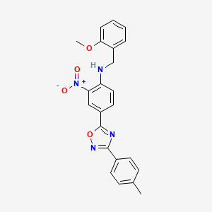 molecular formula C23H20N4O4 B7696587 N-[(2-methoxyphenyl)methyl]-4-[3-(4-methylphenyl)-1,2,4-oxadiazol-5-yl]-2-nitroaniline 