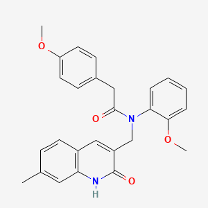 molecular formula C27H26N2O4 B7696609 N-((2-hydroxy-7-methylquinolin-3-yl)methyl)-N-(2-methoxyphenyl)-2-(4-methoxyphenyl)acetamide 
